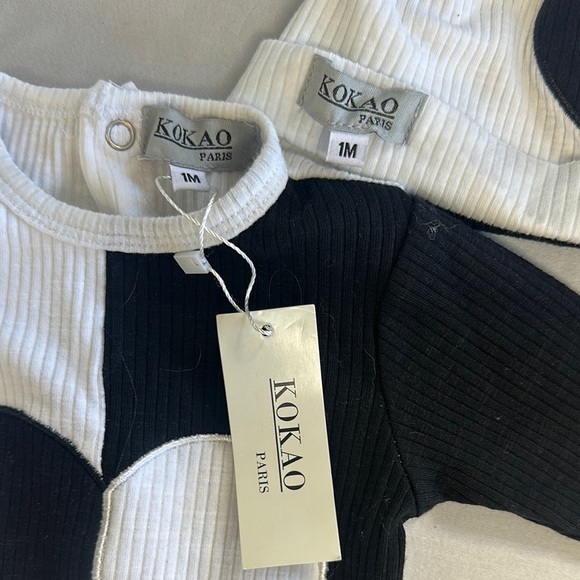 Kokao Paris - NWT Black and White onesie sleeper set - Picture 2 of 4